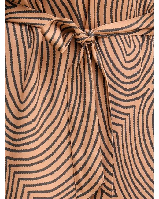 MARC AUREL Natural Tie-Waist Patterned Mini Dress