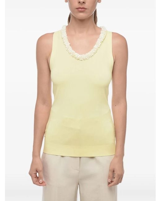 Jil Sander Green Sequin-Embellished Sleeveless Top