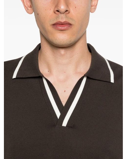 Paolo Pecora Black V-Neck Trimmed T-Shirt for men