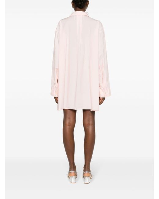 Forte Forte Pink Lace-up Cotton Shirtdress