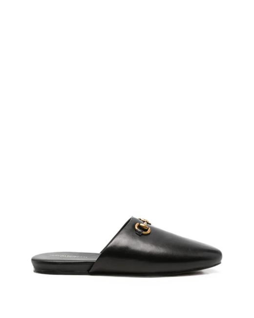 SERGIO MORETTI FIRENZE Black Horsebit Leather Mules