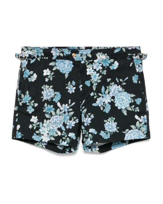 Tom Ford Blue Hendrix Floral Swim Shorts for men