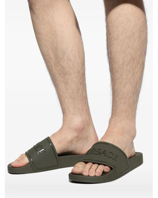 メンズ Versace ロゴ サンダル Green