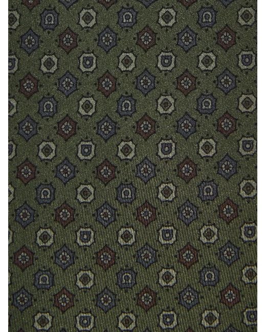 Ferragamo Green Micro-Pattern Silk Tie for men
