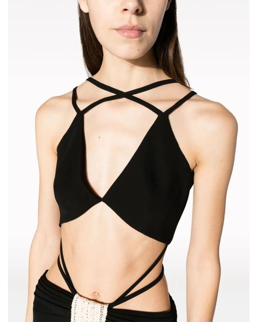 Rayane Bacha Black Stone Cut-Out Maxi Dress