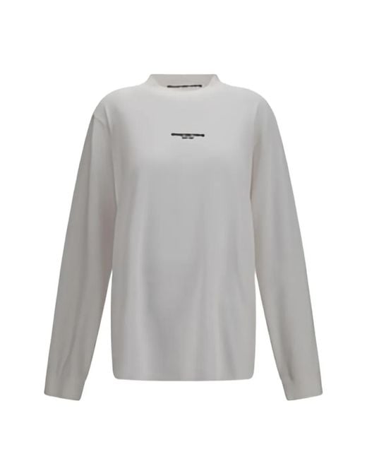 Alexander Wang Gray Logo-Print Long-Sleeve T-Shirt
