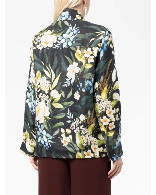 Bambah Green Gardenia Linen Trench Coat