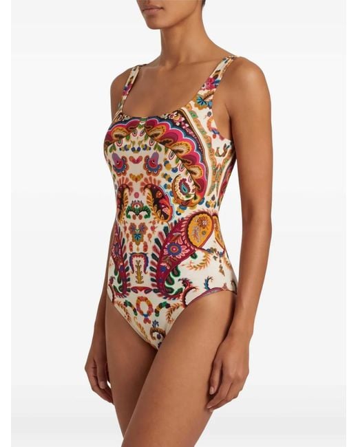 Etro Multicolored One-Piece Swimsuit With All-Over Floral Paisley Pattern