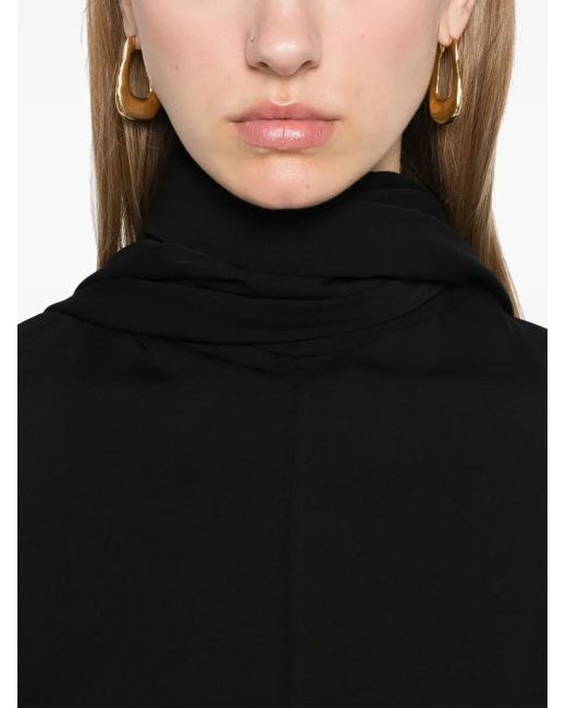 Khaite Black Silk Pussy-Bow Blouse