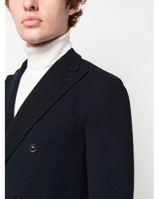 Boglioli Blue Wool Blend Double-Breasted Jacket for men