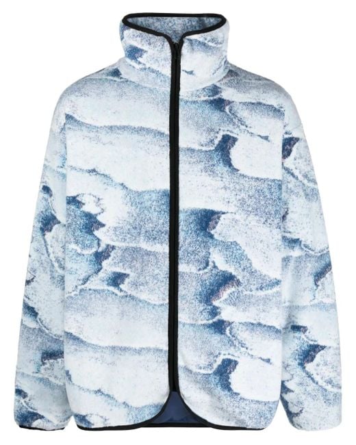 Bonsai Blue Salt Abstract-Print Zip-Up Jacket for men