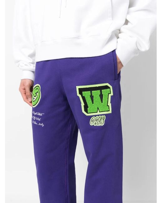 Off-White c/o Virgil Abloh Blue Logo-Patch Track Pants for men