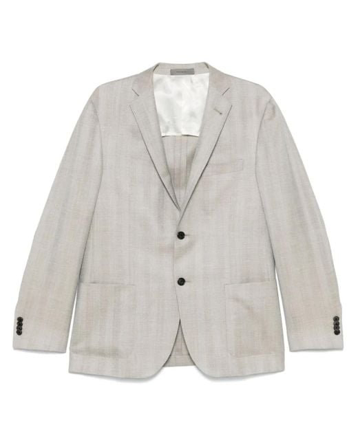 Corneliani Gray Herringbone-Pattern Blazer for men