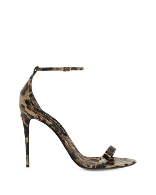 Dolce & Gabbana White Leo-Print Calfskin Sandals