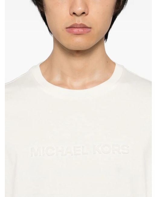 Michael Kors White Logo-Embossed T-Shirt for men