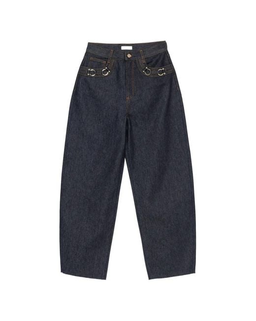 Sandro Blue Wide-Leg Balloon Jeans