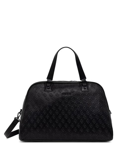 Guess Black Logo-Embossed Holdall Bag