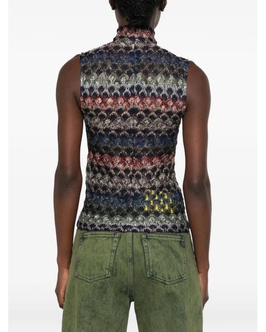Missoni Gray Zigzag-Knit High-Neck Top