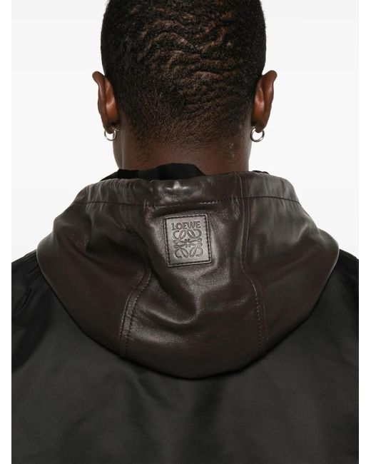 Loewe Black Hooded Bomber Jacket for men
