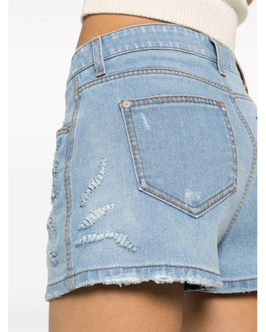 Ermanno Scervino Blue Jeans-Shorts im Distressed-Look