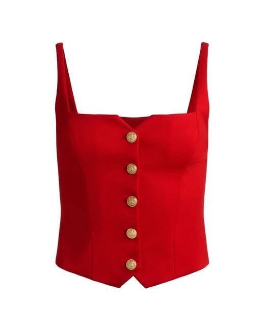 Alice + Olivia Red Kelcey Button Vest