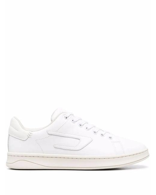 DIESEL White S-Athene Low W Logo-Appliqué Sneakers