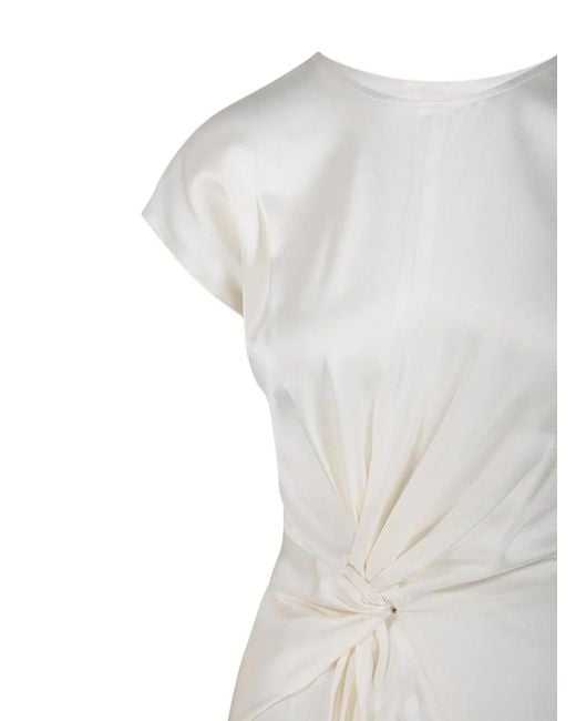 Victoria Beckham White Twist-Detail Asymmetric Dress