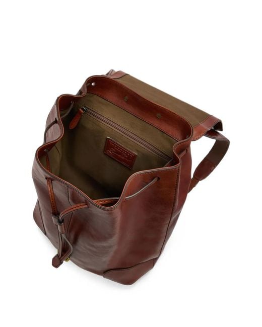 The Bridge Brown Flap-Closure Leather Backpack for men