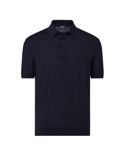Zegna Blue Button-Up Polo Shirt for men