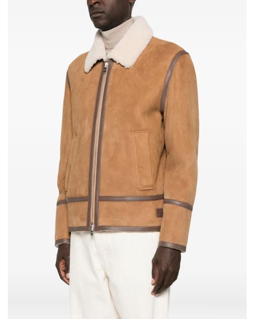 Dondup Brown Zip-Up Leather Jacket for men