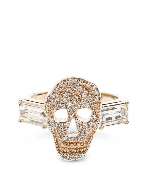 McQueen Metallic Pavé Skull Ring