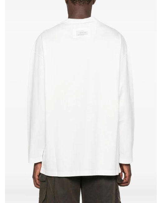 Feng Chen Wang White Label-Detail Long-Sleeved T-Shirt for men