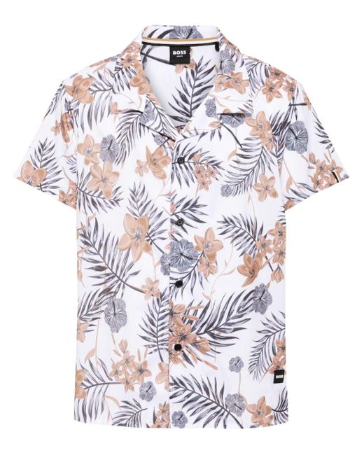 Chemise à imprimé tropical Boss pour homme en coloris White