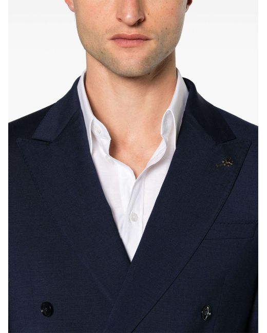 Manuel Ritz Blue Double-breasted Wool Blazer for men