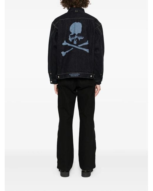 MASTERMIND WORLD Black Logo-Print Denim Jacket for men