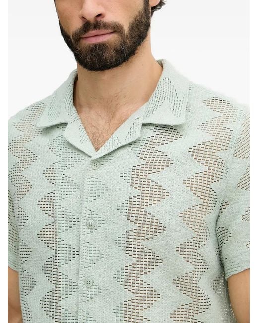 Guess Green Geometric-Design Shirt for men