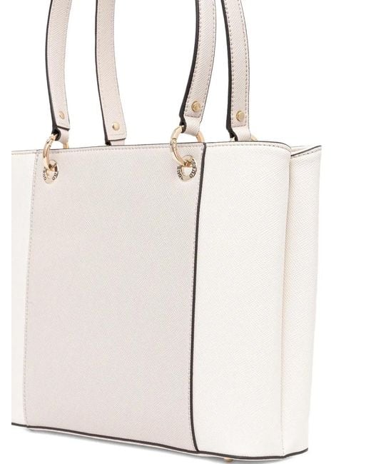 Guess White Noelle Triangle-Logo Tote Bag