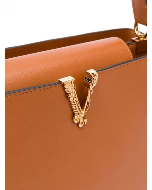Versace Virtus Square Handbag in Brown