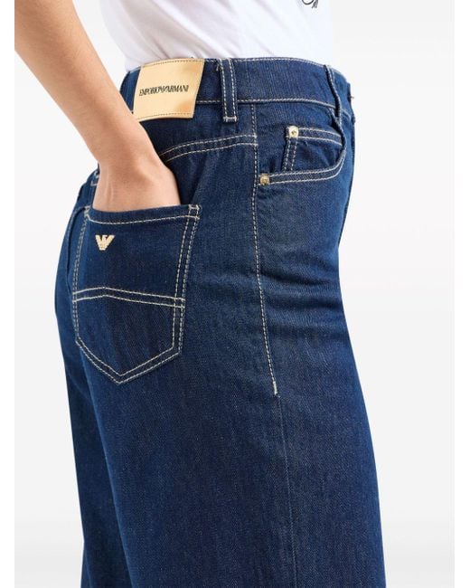 Jeans dritti a vita alta di Emporio Armani in Blue