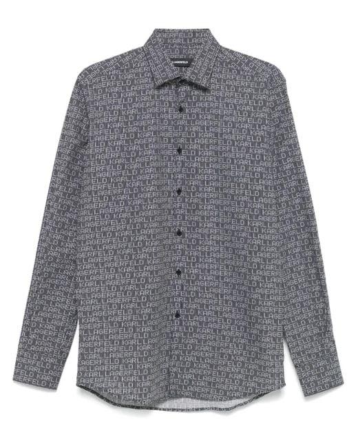 Karl Lagerfeld Gray Logo-Print Shirt for men