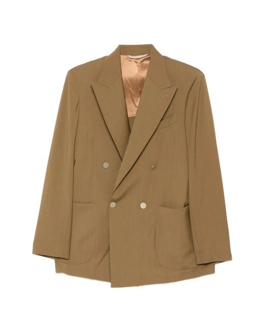 Briglia 1949 Natural Double-Breasted Pocket Blazer