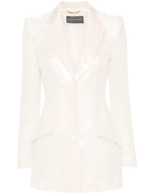 Alberta Ferretti White Semi-Sheer Sequinned Blazer