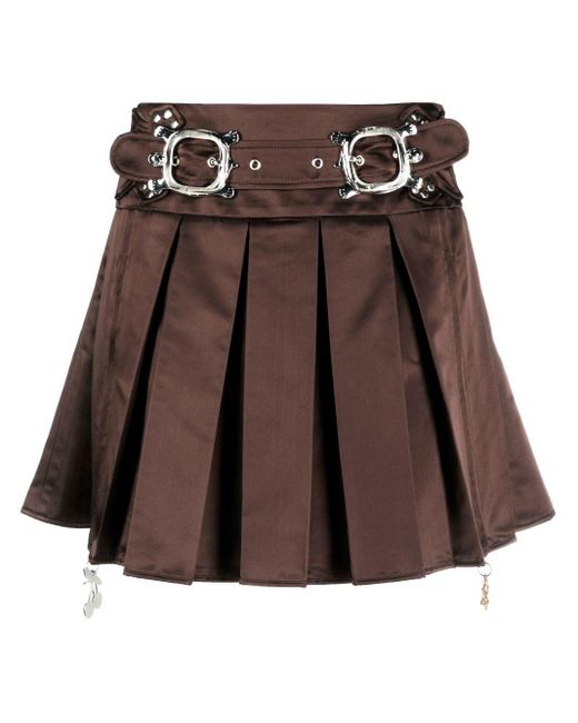 Chopova Lowena Brown Camber Pleated Mini Skirt - Women's - Viscose/cotton