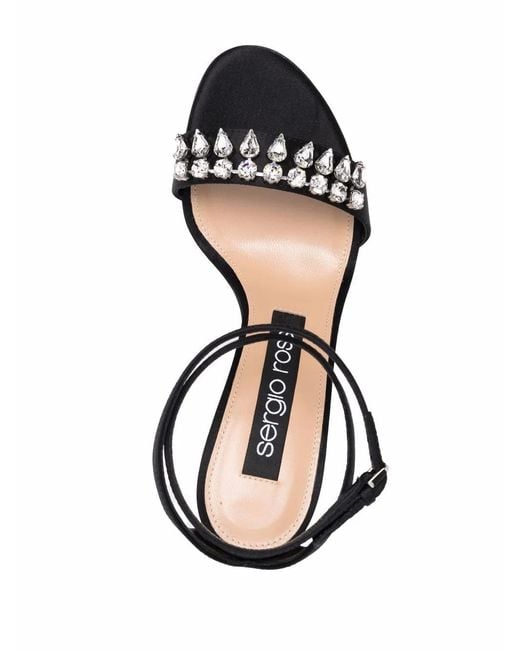 Sergio Rossi Black Godiva 90Mm Crystal-Embellished Sandals