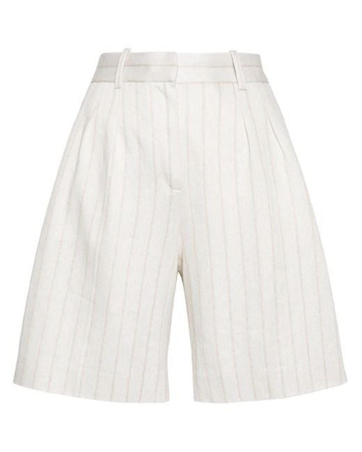 Circolo 1901 White Striped Bermuda Shorts