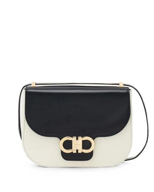 Ferragamo Black Sac À Bandoulière Double Gancini North-South (Xs)