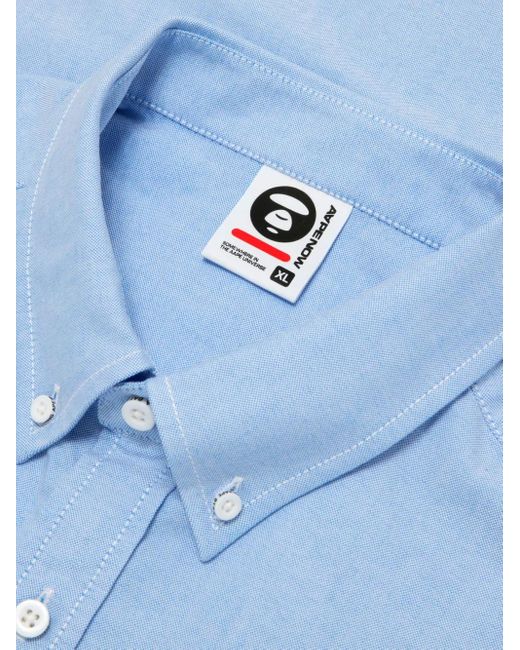 Aape By A Bathing Ape Blue Logo-Embroidery Shirt for men