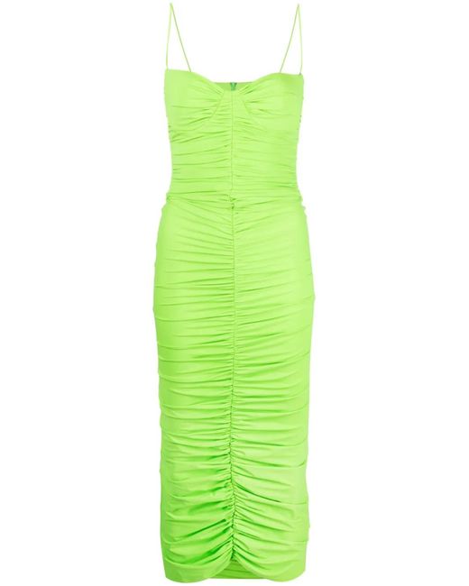 Alex Perry Green Ruched Midi Dress