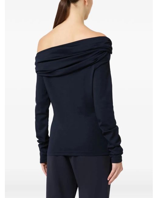 Max Mara Black Off-The-Shoulder Long-Sleeve Top