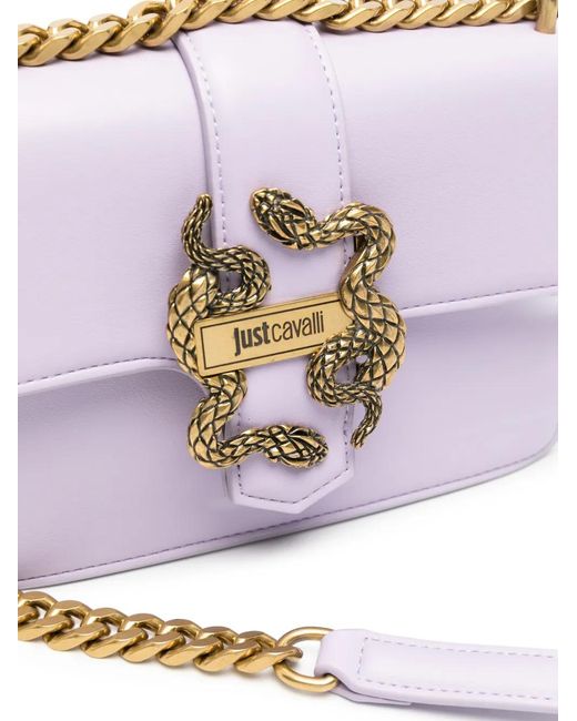 Just Cavalli White Snake-Detail Shoulder Bag